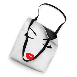 Pretty Girl Face Minimalist Art White Black Red Shapes Mania Tote Bag