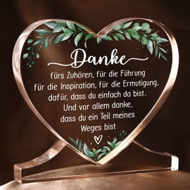 Juratar® Thank You Gifts - Heart Acrylic Decoration with Saying Farewell Gift for Teacher, Colleague, Mentor or Girlfriend - Personal Thank You Gift