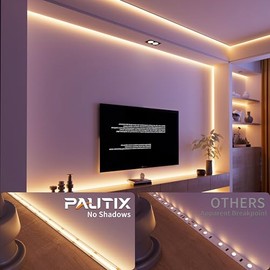 Tira de luces LED COB 2700K, PAUTIX de 5m de intensidad regulable DC24 V de luz blanca cálida, kit de luces de cinta de alto lúmenes con función de temporizador remoto RF y fuente de alimentación para el hogar, dormitorio, cocina DIY iluminación