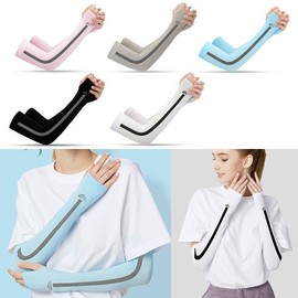 Seamless UV Protection Cooling Hand Sleeves with Back of Hand Cover HB11 Back of Hand Cooling Sleeve (Black) 3ea
