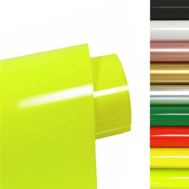 FOSER Plotter Film Textile 30 cm x 3 m Heat Transfer Vinyl, Textile Iron-On Transfer Film for DIY T-Shirts, Fabrics (Fluorescent Yellow)