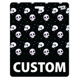 Stylish Skulls and Stars Pattern Badge Buddy – Perfect ID Badge Buddy for Fun and Fashionable Professionals to Showcase Their Unique Style at Work or Events! | Horizontal Oversized