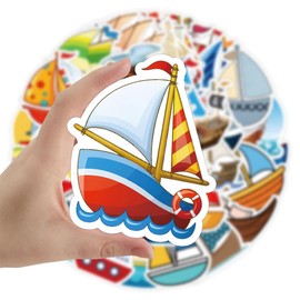 50 Packs Sailboat Stickers Water Bottles Laptop Phone Motorcycle Computer Guitar Skateboard Hydroflasks Sailboat Vinyl Sticker Waterproof Aesthetic Trendy Decals for Teens Girls Adults