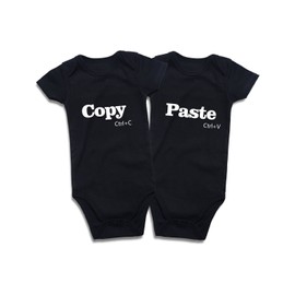DEFAHN Twins Baby Bodysuits Clothes Boys Girls Short Sleeve Outfits - Copy and Paste (Black 02, 0-3 months)