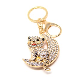better with friends Cat and Moon Keychain, silver, M