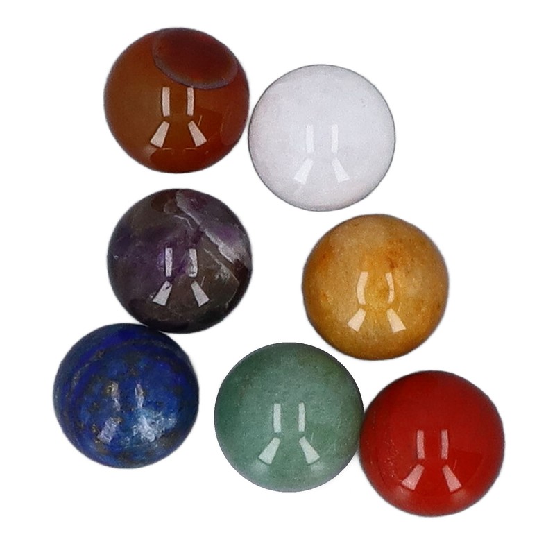 7pcs Chakra Crystal Balls Topaz Redstone Green Aventurine Lapis Lazuli