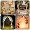 Xizlapu 7.5FT Round Metal Wedding Arch Backdrop Stand with Stable