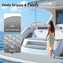 HZCHIONE EVA Foam Boat Flooring Decking Sheet Surfboard Traction Pad Universal DIY Anti-Slip Grip Traction Mat for Kayak Yacht Fishing Boat Skateboard Skimboard Step RV Black Dark Grey