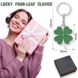 PNPGDYK 2 Pcs Green Shamrock Keyring Zinc Alloy Lucky Four Leaf Clover Keyring Key Chain