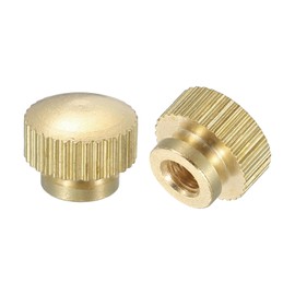 sourcing map Knurled Thumb Nuts, 2Pcs M4 x D10mm x H8mm Brass High Head Blind Hole with Collar High Head Blind Hole Round Knobs Fasteners for 3D Printer Parts, Machine Tools