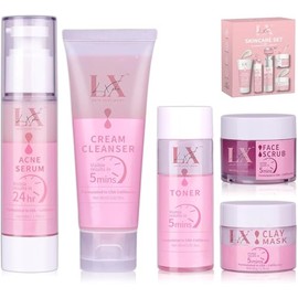Set de 5 pasos para el cuidado de la piel contra el acné con limpiador, exfoliante facial, mascarilla de arcilla, tónico y tratamiento contra el acné 