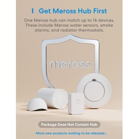 Meross Smart Water Detector WLAN Water Sensor for HomeKit, Water Alarm Compatible with Apple Home, Alexa and SmartThings Wireless Flood Detector IP67, Audio Alarm for Kitchen, Bathroom (Extra Hub