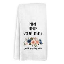 KFXHANGD Mom Meme Great Meme Kitchen Towels, Meme Gifts, Meme Dish Towels, Meme Gifts Grandma, Mothers Day Birthday Gifts for Meme, Mom Great Meme Hand Tea Towels for Bathroom Kitchen, 16x24 Inches