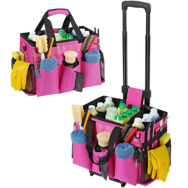 Housolution Rolling Cleaning Caddy Bag with Detachable Trolley, Professional Portable