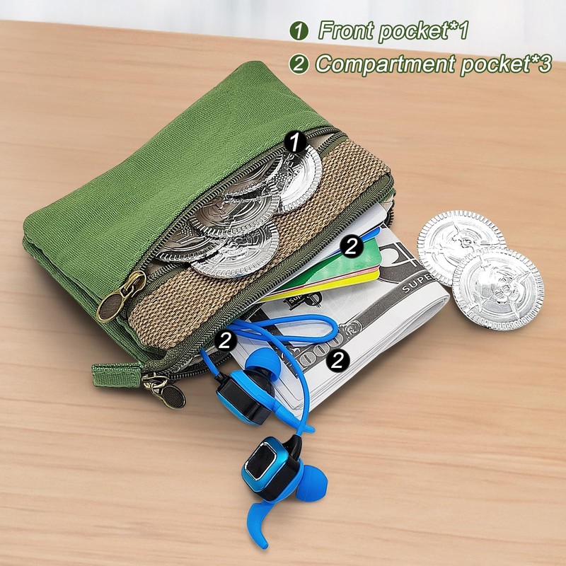 Energather Coin Wallet, Cotton Coin Bags Coin Holder with Zipper