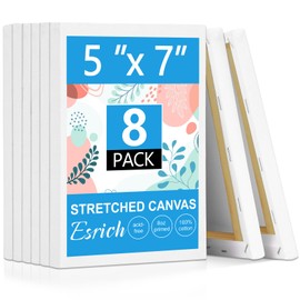 ESRICH ESRICH Canvas for Painting 5x7, 8 Pack Stretched Small Canvases for Painting 2/5" Profile Primed Acid Free Painting Canvas for Kids for Oil Paint, Watercolor, Acrylic Paint, Gouache, Tempera.