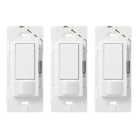 Lutron Maestro Motion Sensor Light Switch for Bathroom, Garage, Laundry Room, Closet, for Any Light Bulbs, Occupancy and Vacancy Sensor, Single-Pole Only, No Neutral Req, MS-OPS2-WH-3, White, 3 Pack