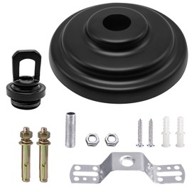 ECUDIS Heavy Duty Canopy Kit and 6 Feet Pendant Light Fixture Chain for Chandelier or Swag Light Fixtures, Maximum Weight of 50 Pounds, 5 Inches Diameter，Vintage Black