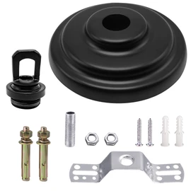 ECUDIS Heavy Duty Canopy Kit and 6 Feet Pendant Light Fixture Chain for Chandelier or Swag Light Fixtures, Maximum Weight of 50 Pounds, 5 Inches Diameter，Vintage Black