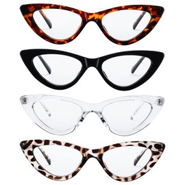 Reading Glasses Blue Light Blocking Cat Eye Eyeglasses Computer Readers Anti Eyestrain for Women 4 Pk -+1.25