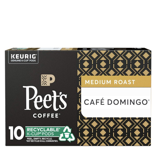 Peet’s Coffee Café Domingo K-Cup Coffee Pods for Keurig Brewers, Medium Roast, 10 Pods