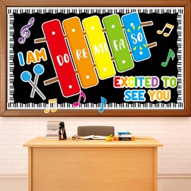 Music Bulletin Board Classroom Decorations Music Note Cutouts Music Scale Themed Bulletin Board Set for Teacher Supplies Students Back to School Nursery Chalkboard Wall Door Decorations