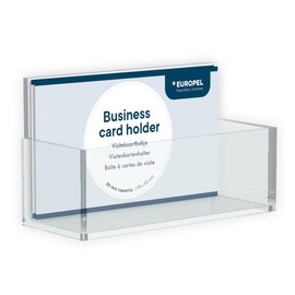 EUROPEL Clear Acrylic Landscape Business Card Holder for Business Cards 55 x 95 mm (350090)