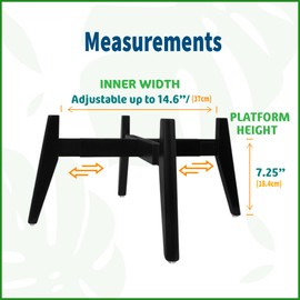 Plant Stand Outdoor and Indoor for Large Planter, Adjustable Sideways up to 14-inch Wide, Single Pot Holder, Easy Set-up, Sturdy - Black Bamboo
