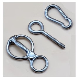 Wanfoou Stainless Steel Horse Tie Ring, Horse Tie Ring Set, Heavy-Duty Tie Ring Horse Training Equipment with Eye Bolt Binding Ring for Preventing Horses from Pulling (Silver)