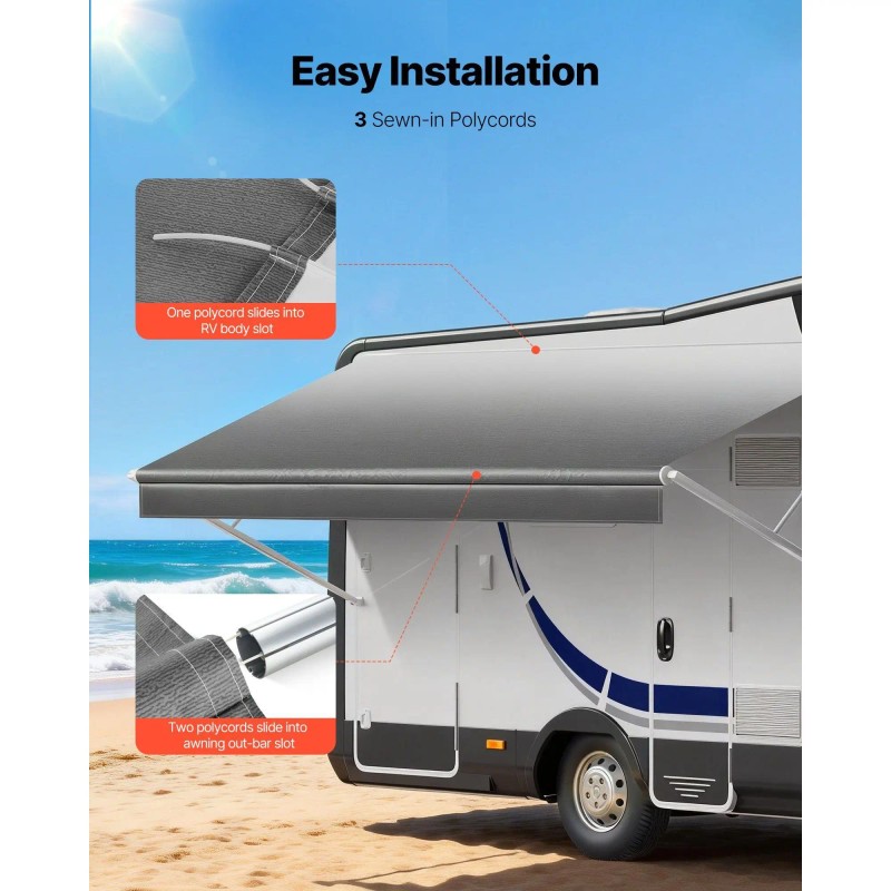 Heavy-Duty 18 oz Weatherproof Vinyl Camper Awning Fabric Replacement RV