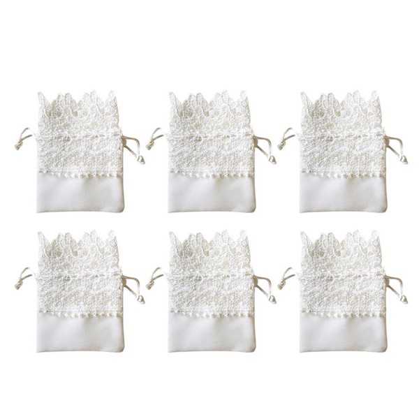 STOBOK 10pcs Organza Burlap Gift Bags Lace Organza Drawstring Bags for Wedding Party Favors Supplies Bridal Shower Baby Shower Jewelry Pouches White
