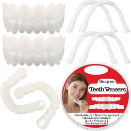 False Teeth, Instant Veneers Dentures,False Tooth Top & Bottom, Clip in Veneers Teeth for Men Women, Temporary Dentures Fake Tooth, Make You Instant Smile, Temporary Repair Kit, 2 Pcs