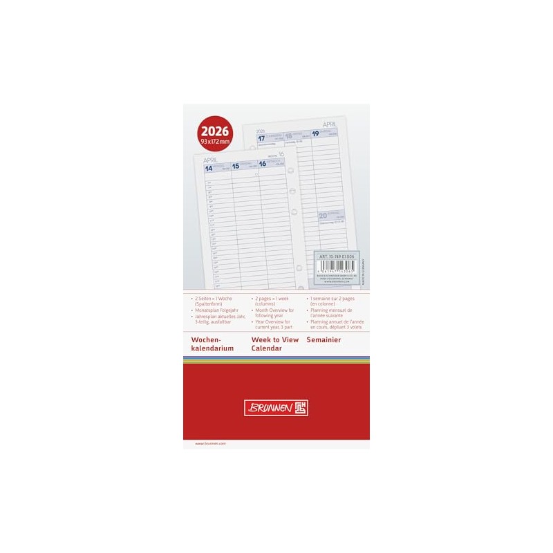 BRUNNEN Filius Weekly Calendar 2026 93 x 172 mm