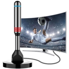 Digital TV Antenna for Smart TV Indoor, TV Antenna with Strong Magnetic Base, 360°&Long Range Reception HD Antennas for Local Channels, Easy Installation for TV Without Cable (5.0 in)