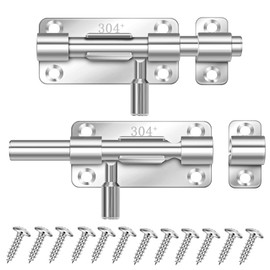 UKCOCO Barrel Bolt Latch: 304 Stainless Steel Loop Gate Latch 3 Inch Thickened Door Bolt Lock Security Sliding Lock with Mounting Screws for Interior Door Pack of 2