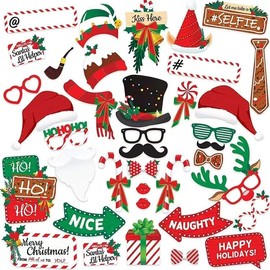 38PCS Christmas Photo Booth Props, Funny Photographic Props, Christmas Supplies, Decorative Supplies for Christmas