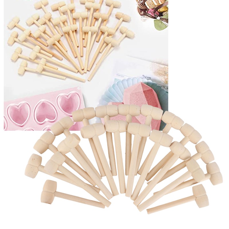 100pcs Mini Wooden Hammers for Chocolate Portable Breakable Heart Hammer