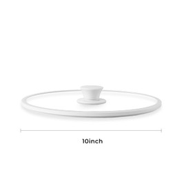 CAROTE 10" Silicone Lid for Pots, Pans and Skillets, Pot Lid With Heat Resistant Silicone Rim and Tempered Glass, White