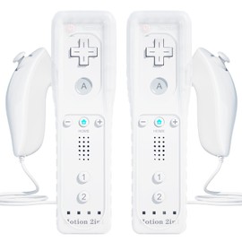 TechKen Set of 2 Controller for Wii Remote Plus Controller Wii Remote Control with Motion Plus and Wii Nunchuck Controller Wii Controller Wii Connection Replacement for Wii/WiiU