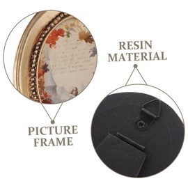 Garneck Picture Frame Decorative Photo Frame Creative Photo Frame Vintage Vintage Photo Holder Picture Holder Oval Wall Hanging Europe Wall Decoration Small Photo Frame Resin