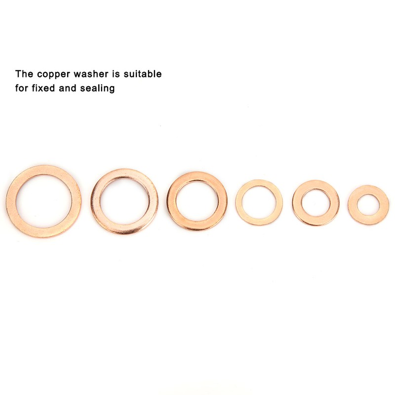 110Pcs Copper Washer Flat Fixing Sealing Fasteners Assortment Kit for