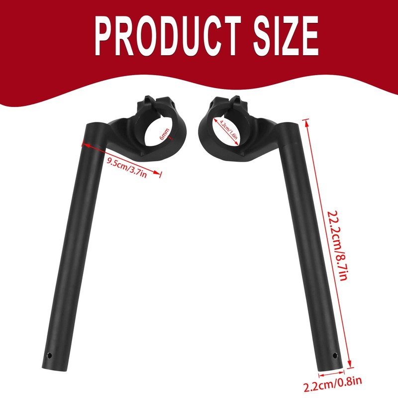 WORLDMOTOP Motorcycle Clip-On Handlebars, Aluminum, 8.7 inches, Black, Replacement for