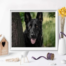 Paint by Numbers Kit for Adults Beginner Portrait Black German Shepherd Puppy for Walk DIY Painting by Numbers on Canvas Acrylic Oil Painting for Home Decor Gifts 16" x 20"