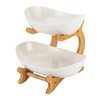 QIUTMER 2 Tier Ceramic Fruit Basket Fruit Bowl for Kitchen