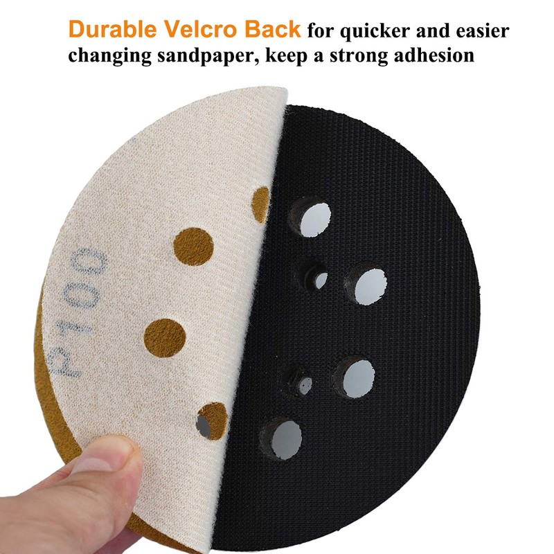 Aiyard 5-Inch 8-Hole Hook and Loop Sanding Discs 100-Grit Random
