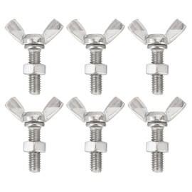 Sourcing Map 6pcs M6-1x20mm Wing Butterfly Screws Bolts with 6pcs Nuts, 304 Stainless Steel