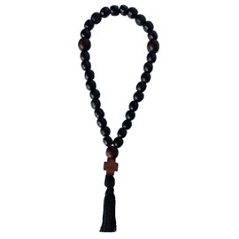 Orthodox Prayer Rope Chotki Christian Komboskoini 30 Knots Wood Cross Black