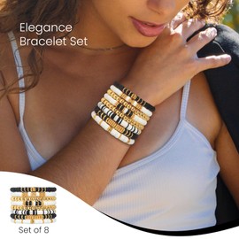 Lorenleya Heishi Beaded Bracelets For Women Polymer Clay Colorful Surfer Stackable Beads Boho Bracelet Summer Beach Jewelry Set