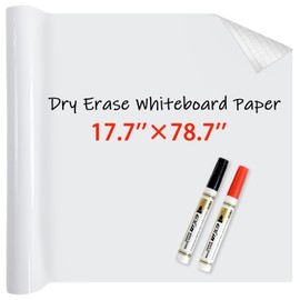 FreeNook White Board Paper with 2 Markers, Dry Erase Contact Paper, Peel and Stick Whiteboard Sticker, Self-Adhesive White Board Roll Wallpaper for Office Work/Home/Drawing (17.7"×78.7")