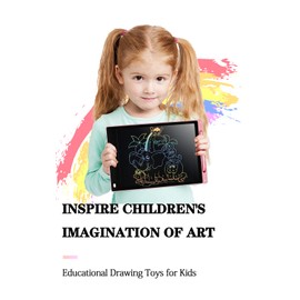 LCD Writing Tablet for Kids, 12 Inch Colorful Doodle Board Drawing Pad, Erasable Electronic Painting Pads, Reusable Writing Pad, with Lock Function Educational Toy Gift for Girls Boys Toddlers (Pink)